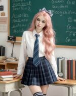 Yoshie 纖瘦純情歐美粉髮女孩 超柔軟TPE仿真性愛娃娃 158 cm (矽膠頭)產品編號                UNA-Yoshie - Image 3