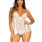 Leg AvenueOn My Mind 娃娃裝套裝 - 白色 - 細