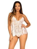 Leg AvenueOn My Mind 娃娃裝套裝 - 白色 - 細