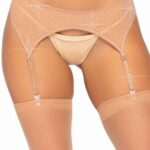 Leg Avenue水鑽吊襪帶 - 裸色