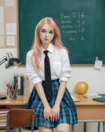 Yoshie 纖瘦純情歐美粉髮女孩 超柔軟TPE仿真性愛娃娃 158 cm (矽膠頭)產品編號                UNA-Yoshie - Image 2